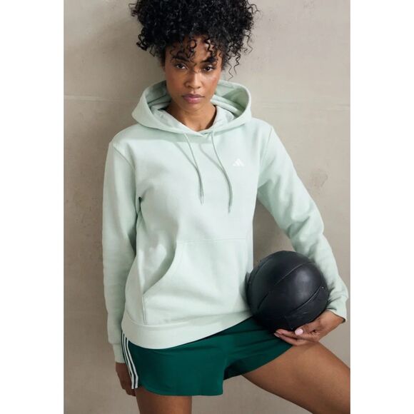 NWT Adidas Women's Essentials Small Logo Feel Cozy Hoodie in Mint Green Size M - Picture 3 of 16